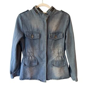 Source Unknown Distressd Blue Jean Jacket Size S or M Streetwear